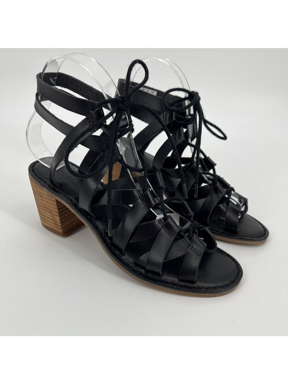 American Eagle Outfitters Sandals Womens 7 Black Vegan Leather Lace Up Gladiator